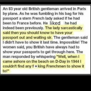 An 83 year old british gentleman arrived in Paris by plane, As he was..