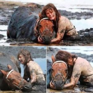 As her horse was drowning, this